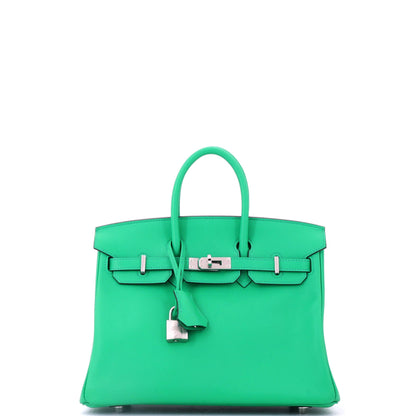 Birkin Handbag Menthe Swift with Palladium Hardware 25
