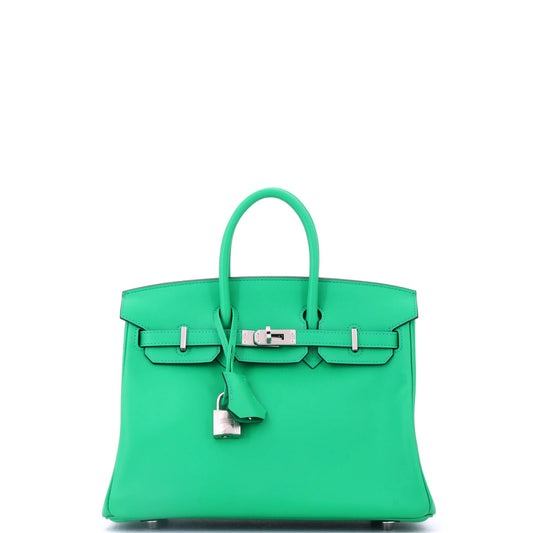 Birkin Handbag Menthe Swift with Palladium Hardware 25
