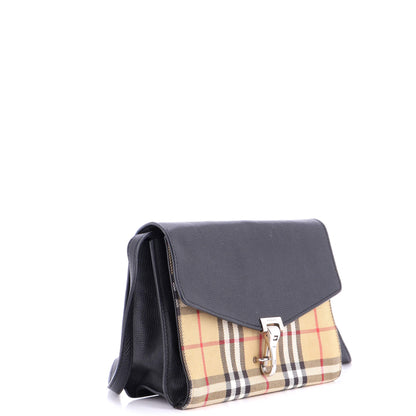 Macken Crossbody Bag Leather and Vintage Check Canvas Small
