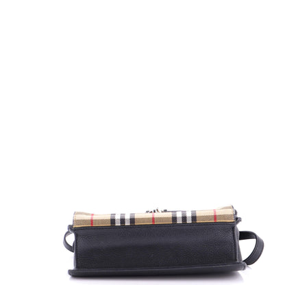 Macken Crossbody Bag Leather and Vintage Check Canvas Small