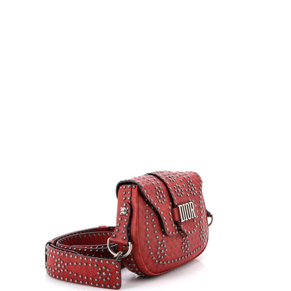 D-Fence Saddle Bag Studded Embossed Leather Small