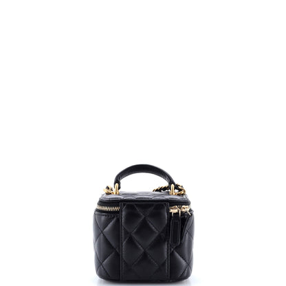 Classic Top Handle Vanity Case with Chain Quilted Lambskin Mini