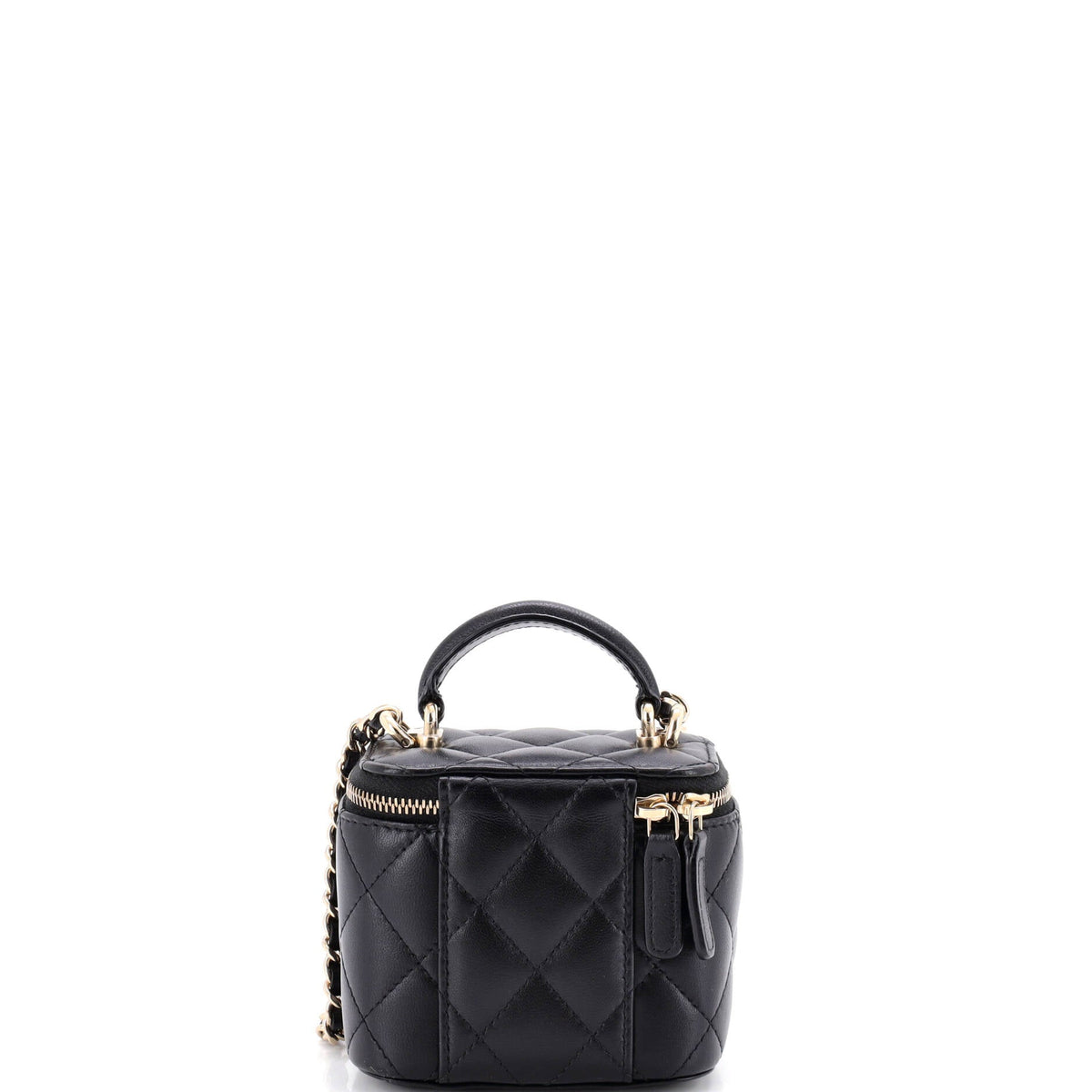 Classic Top Handle Vanity Case with Chain Quilted Lambskin Mini