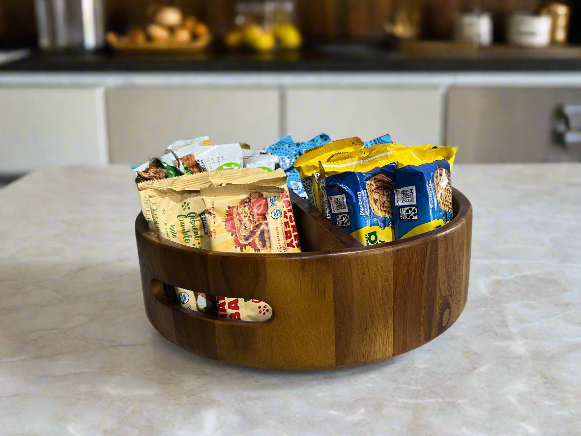 Kalmar Home Rotating Lazy Susan Divided Round Tray
