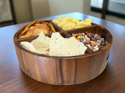 Kalmar Home Rotating Lazy Susan Divided Round Tray