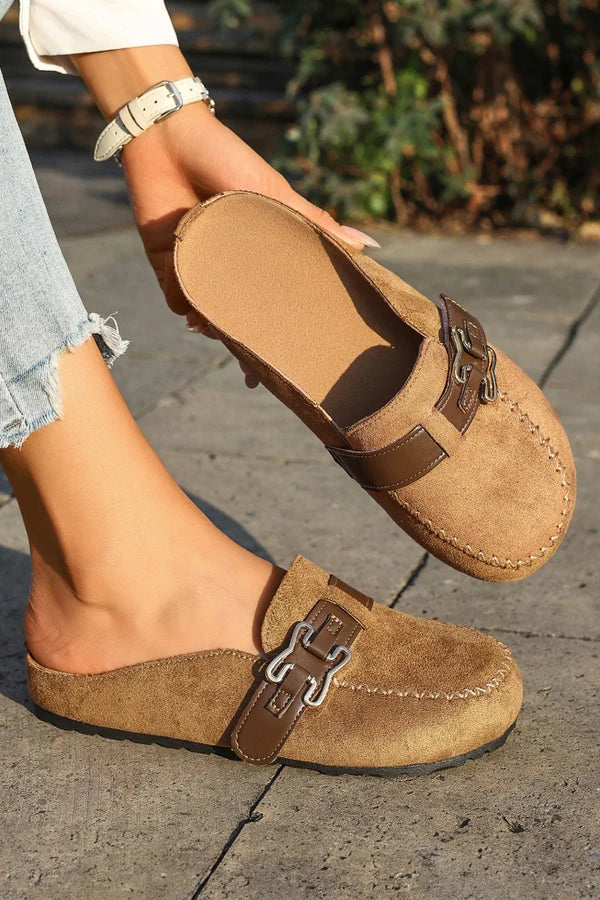 Threaded Pear Ayleen Leather Strap Mule Slippers