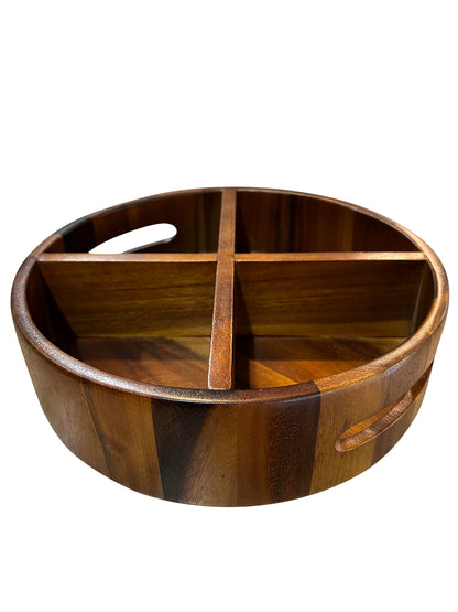 Kalmar Home Rotating Lazy Susan Divided Round Tray