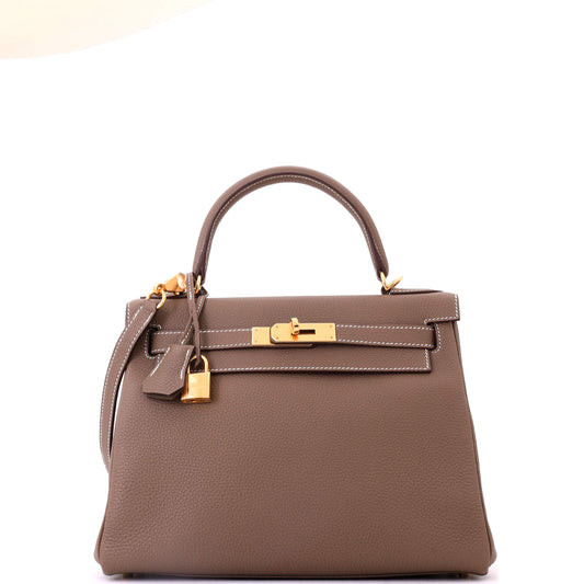 Kelly Handbag Etoupe Togo with Gold Hardware 28