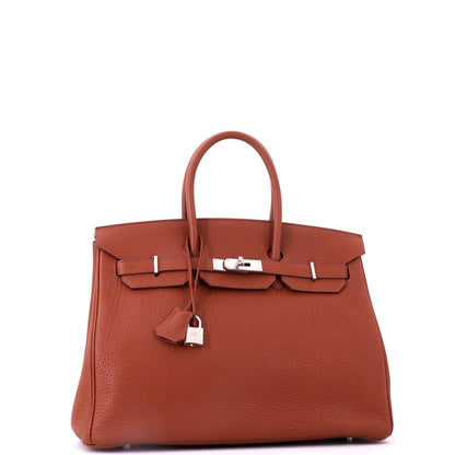 Birkin Handbag Sienne Fjord with Palladium Hardware 35