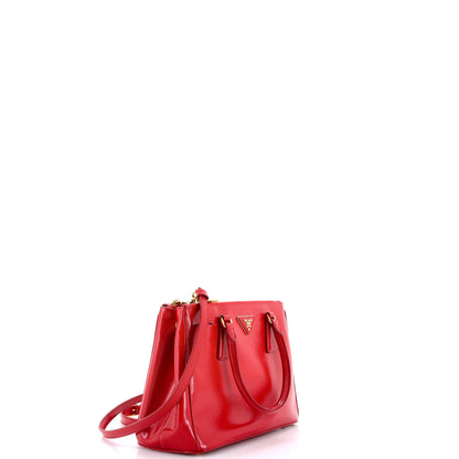 Double Zip Lux Tote Vernice Saffiano Leather Mini