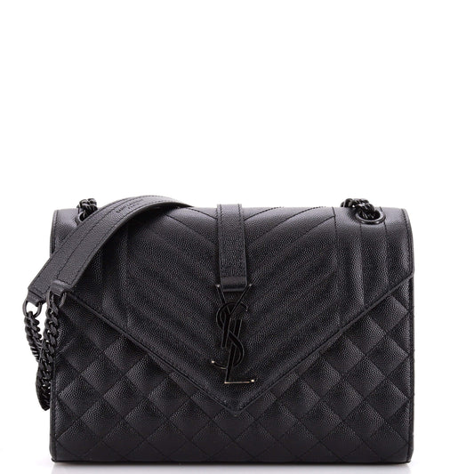 Classic Monogram Envelope Satchel Mixed Matelasse Leather Medium