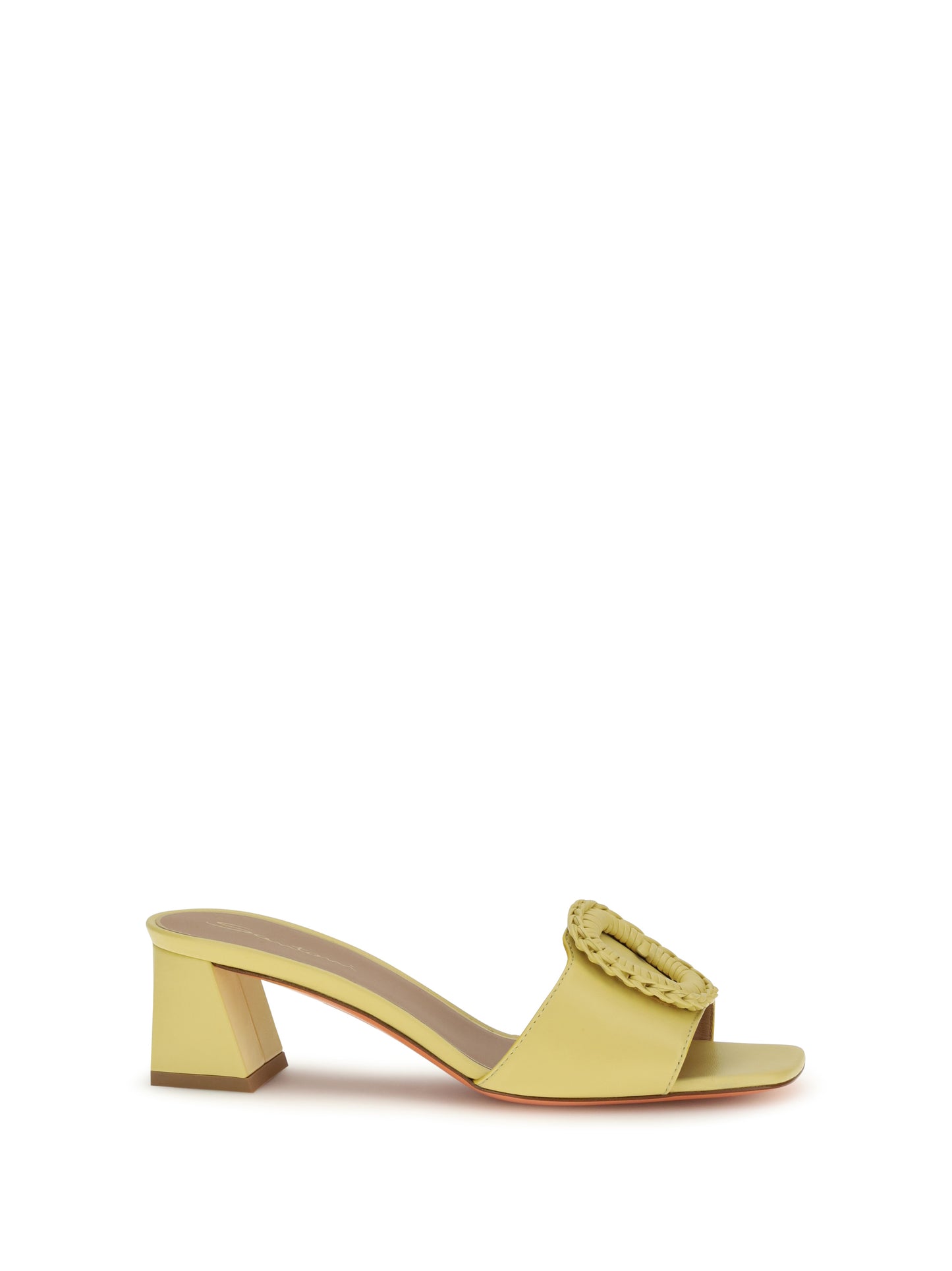 Leather Mule Sandals Yellow