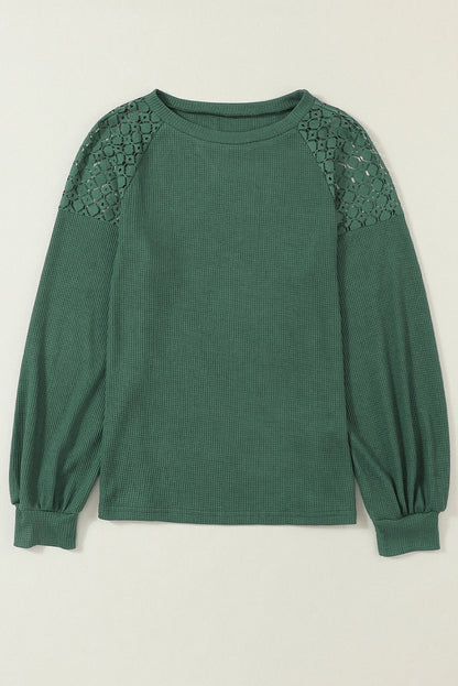 Threaded Pear Ava Sleeve Textured Pullover Long Sleeve Top