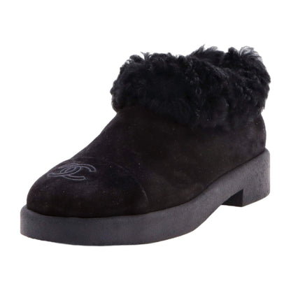 Women's CC Cap Toe Ankle Boots Suede and Shearling