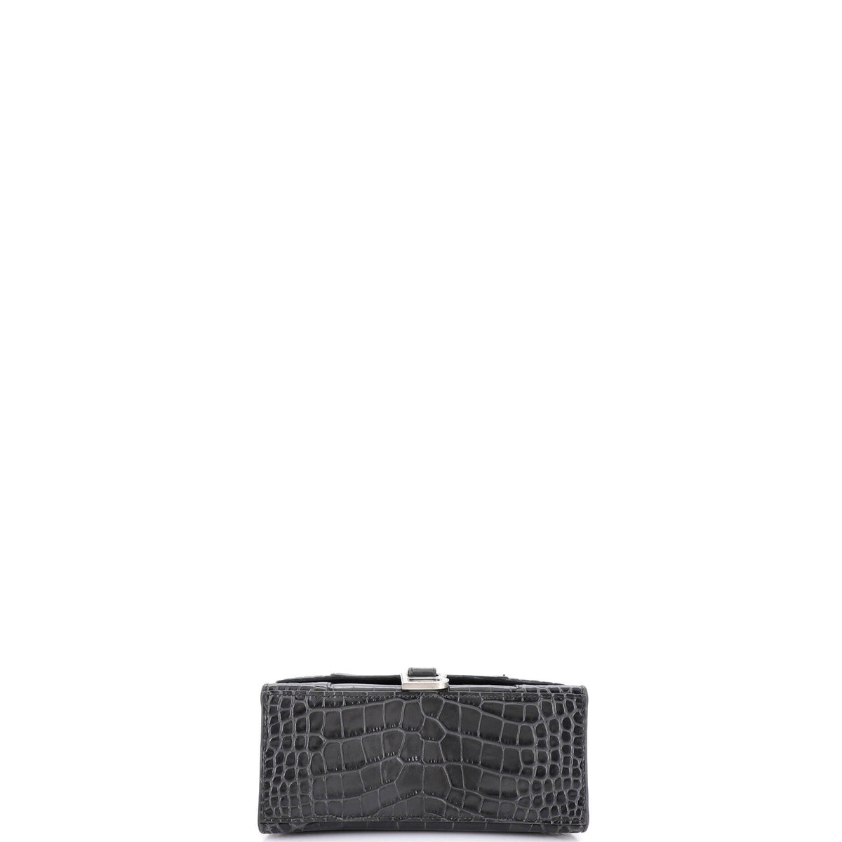 Hourglass Top Handle Bag Crocodile Embossed Leather Small