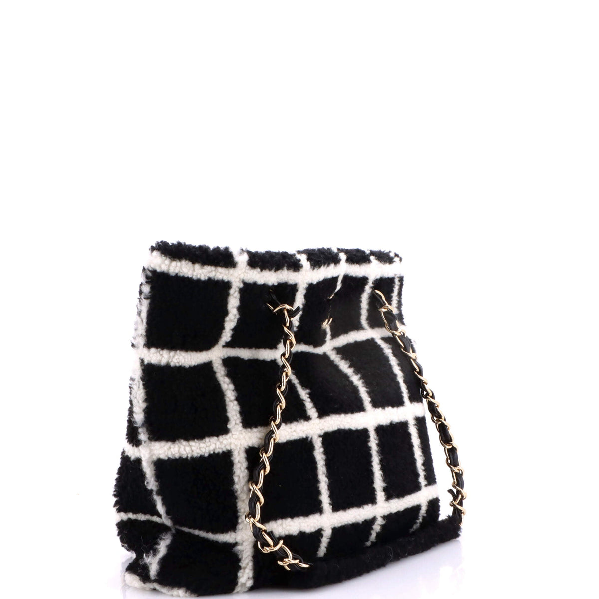 CC Chain Shopping Tote Square Printed Shearling Large