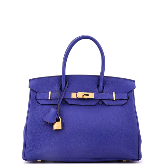 Birkin Handbag Bleu Electrique Togo with Gold Hardware 30