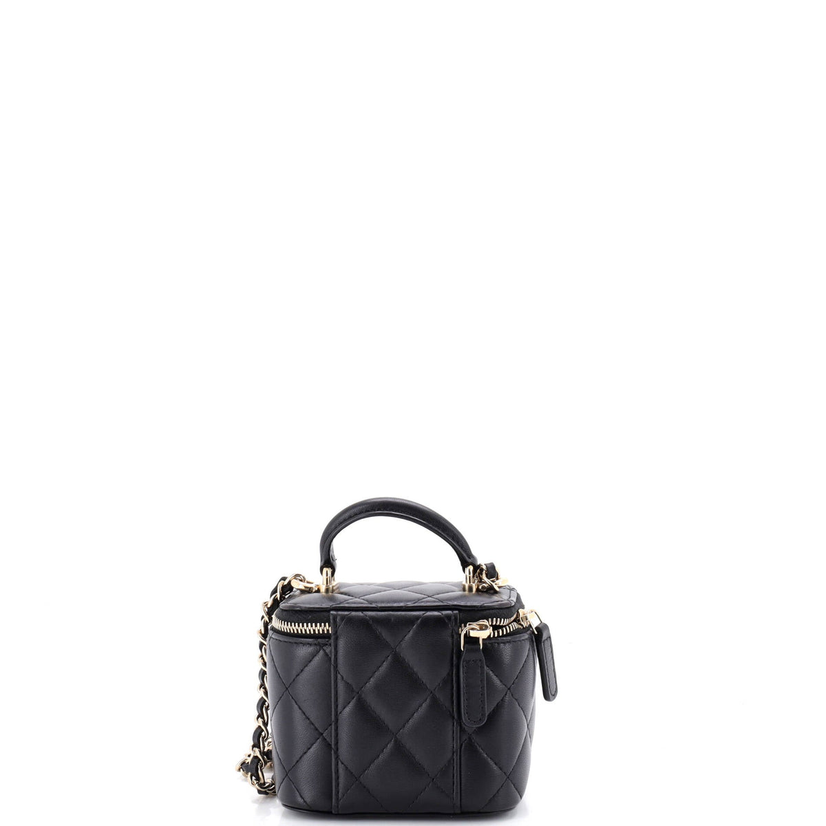 Classic Top Handle Vanity Case with Chain Quilted Lambskin Mini