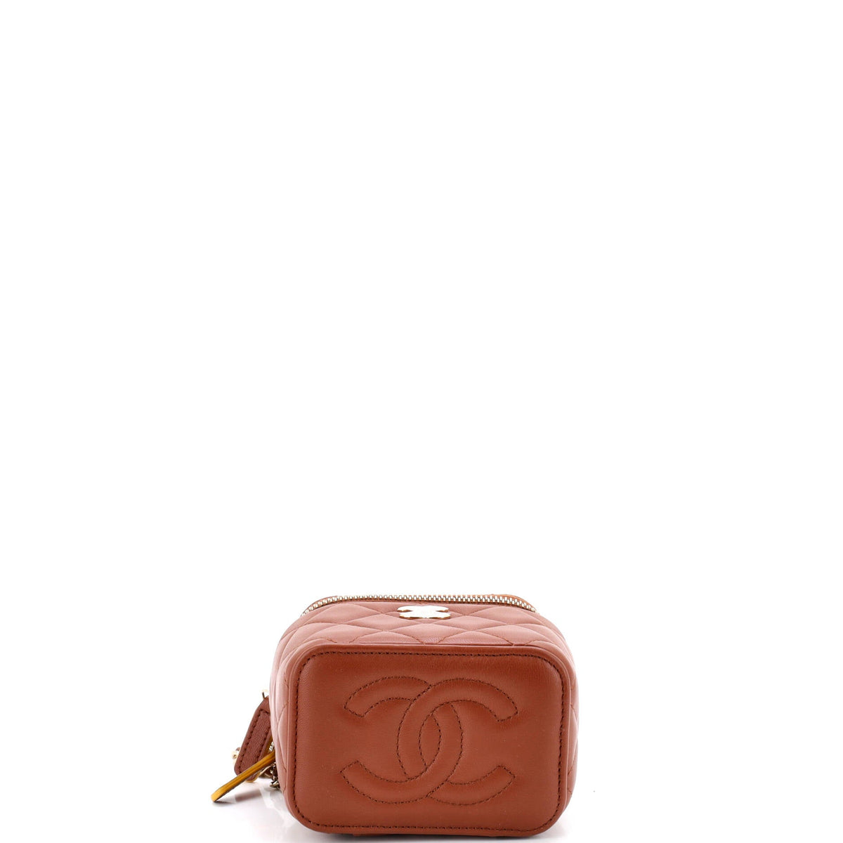 Classic Top Handle Vanity Case with Chain Quilted Lambskin Mini