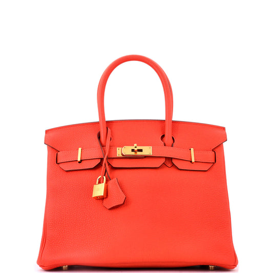 Birkin Handbag Orange Poppy Togo with Gold Hardware 30