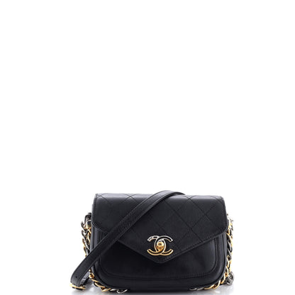 Two Tone Envelope Flap Bag Quilted Calfskin Small