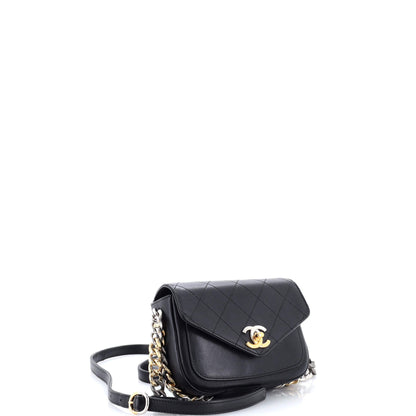 Two Tone Envelope Flap Bag Quilted Calfskin Small