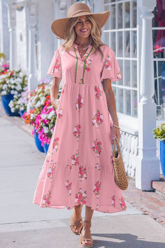 Threaded Pear Alena Floral Print Maxi Dress