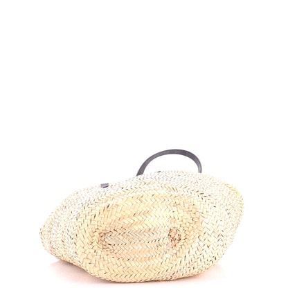 Triomphe Basket Shoulder Bag Raffia with Leather Large