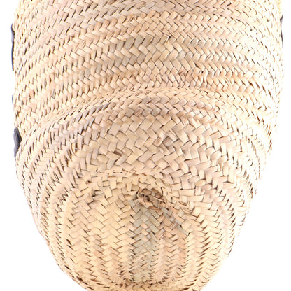 Triomphe Basket Shoulder Bag Raffia with Leather Large