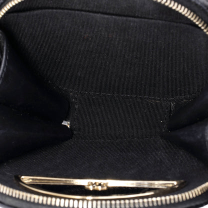 Handle with Care Round Vanity Case with Chain Quilted Caviar Small