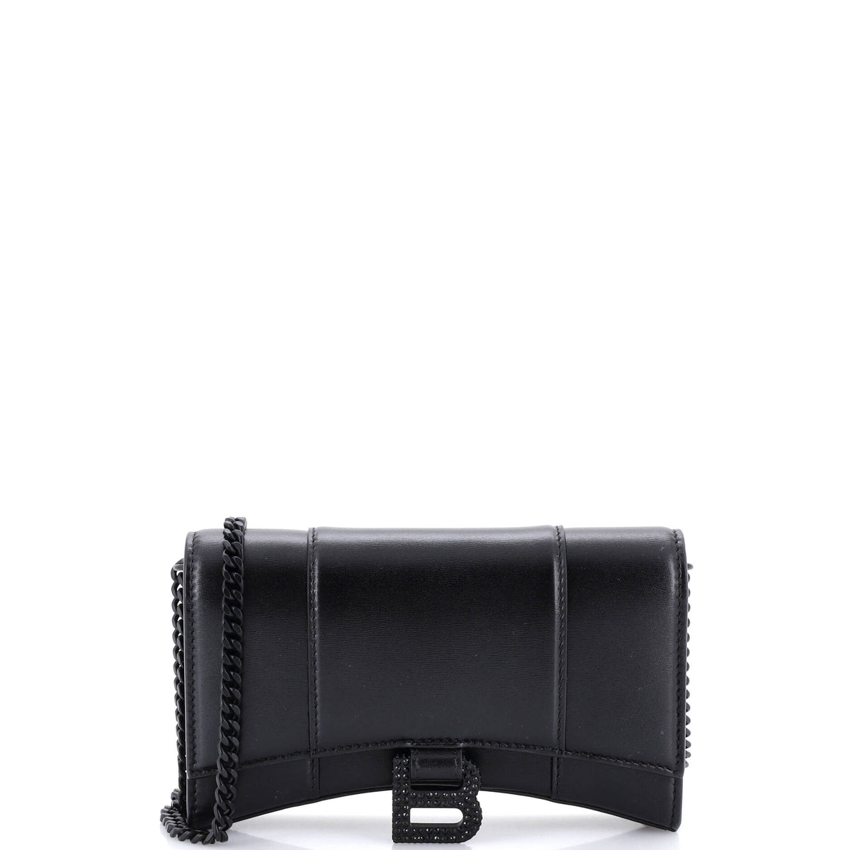 Hourglass Chain Wallet Leather with Crystal Detail
