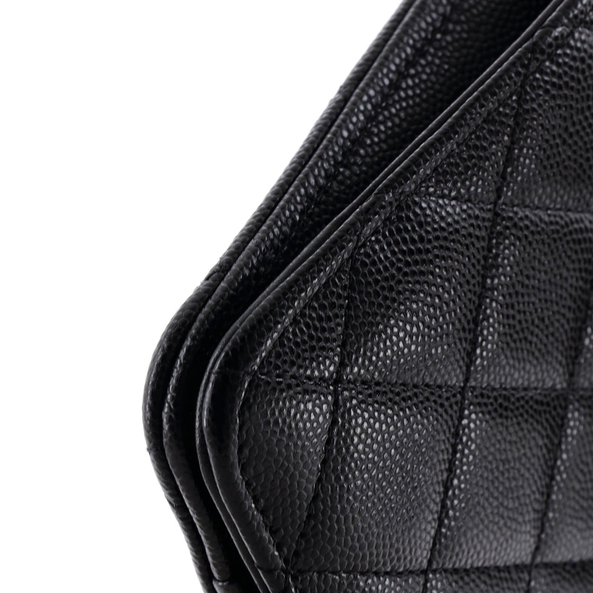 CC Full Flap Wallet on Chain Quilted Caviar