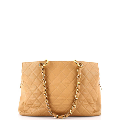 Grand Timeless Shopping Tote Quilted Caviar