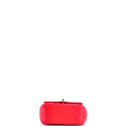 Square Classic Single Flap Bag Quilted Lambskin Mini