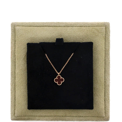 Sweet Alhambra Pendant Necklace 18K Rose Gold and Carnelian