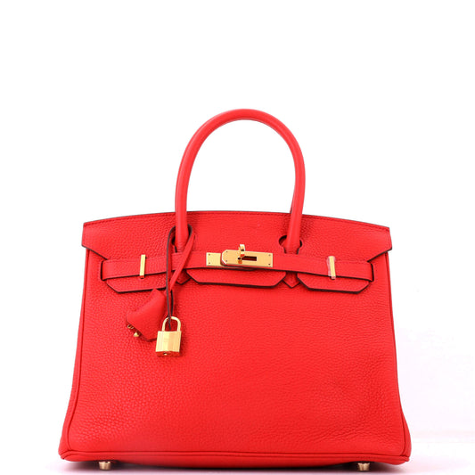 Birkin Handbag Géranuim Togo with Gold Hardware 30