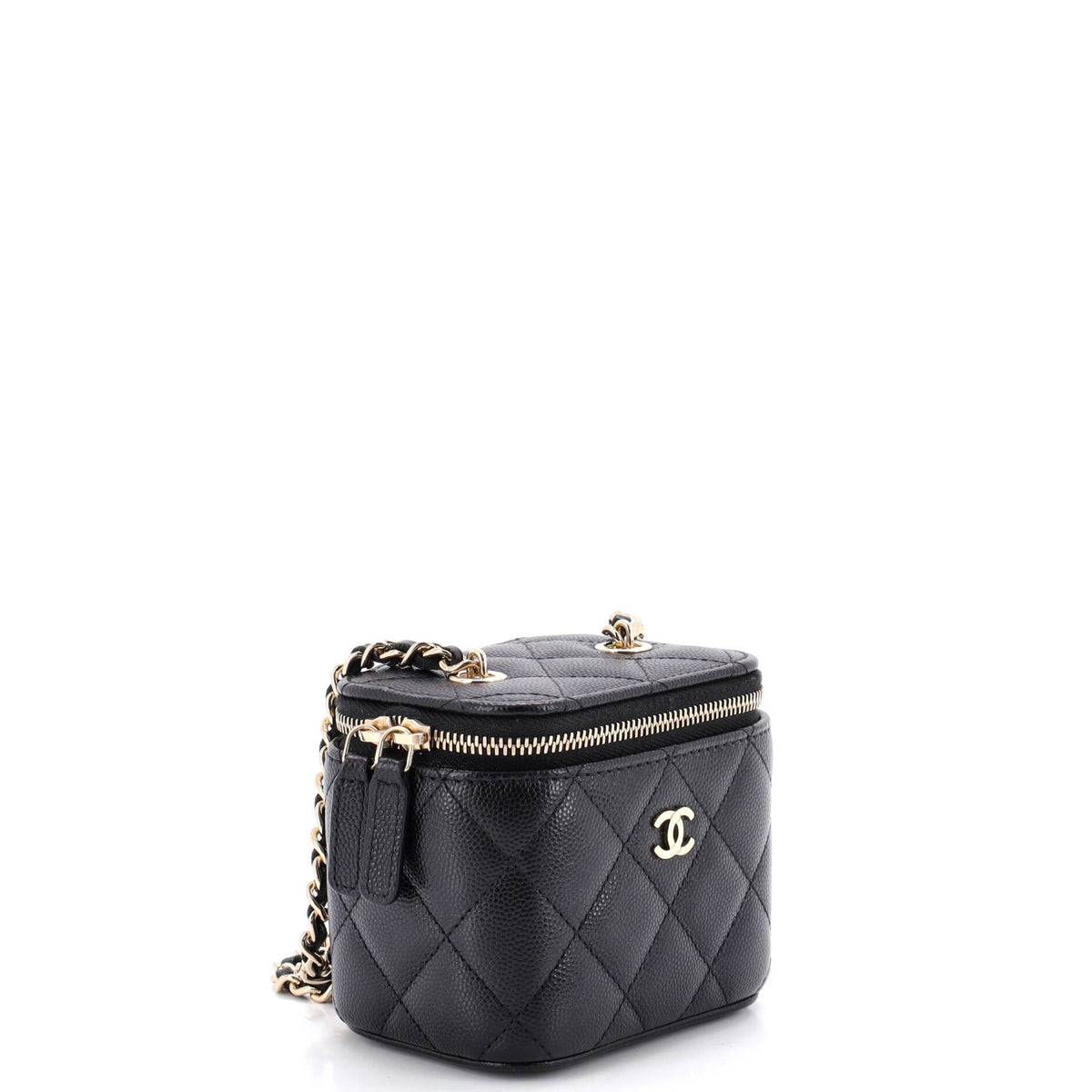 Classic Vanity Case with Chain Quilted Caviar Mini