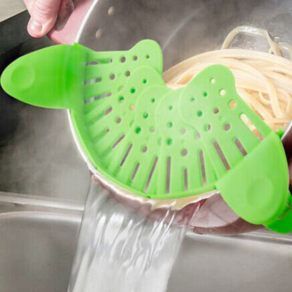 🍝 Universal Silicone Clip-On Pot Strainer