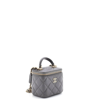 Classic Top Handle Vanity Case with Chain Quilted Lambskin Mini