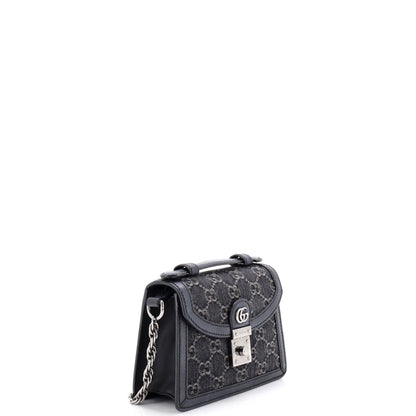 Ophidia Flap Top Handle Bag GG Canvas Mini