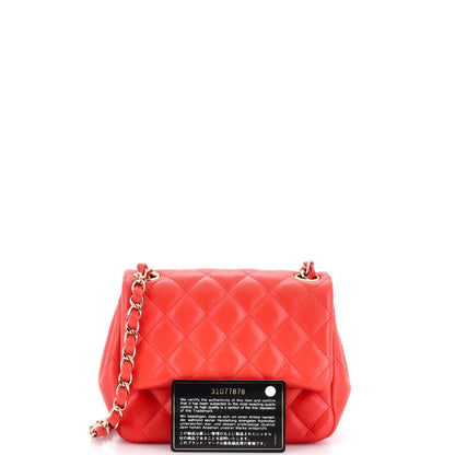 Square Classic Single Flap Bag Quilted Lambskin Mini