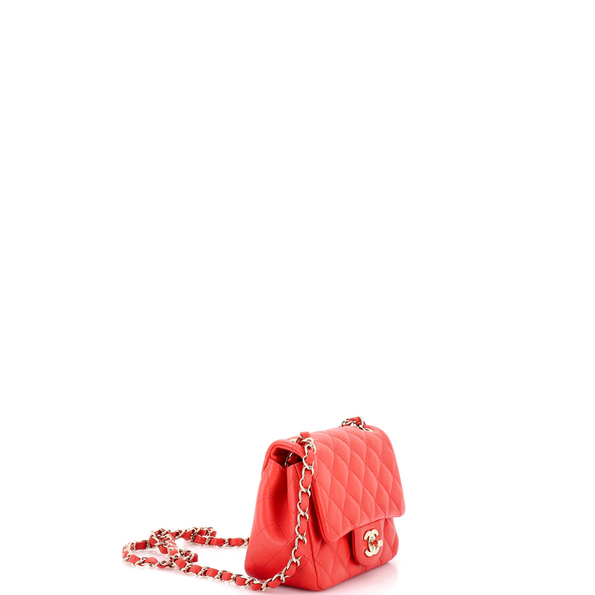 Square Classic Single Flap Bag Quilted Lambskin Mini