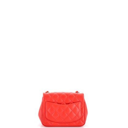 Square Classic Single Flap Bag Quilted Lambskin Mini