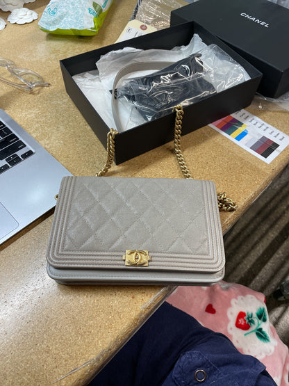 Boy Wallet on Chain Quilted Caviar