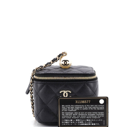 Classic Pearl Vanity Case with Chain Quilted Caviar Mini