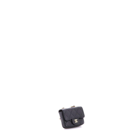 Classic Flap Charm Chain Belt Bag Quilted Caviar Mini