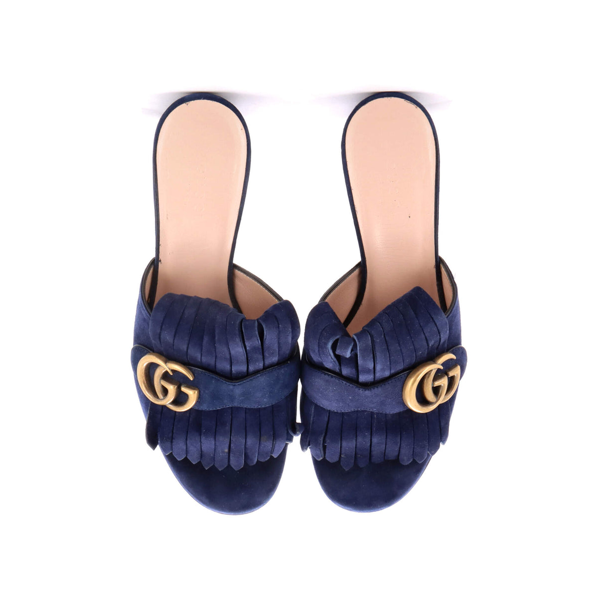 Women's GG Marmont Fringed Heeled Sandals Suede