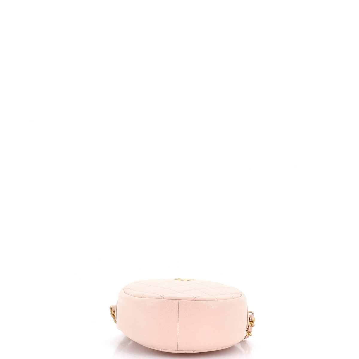 Round Chain Crossbody Bag Quilted Caviar Small