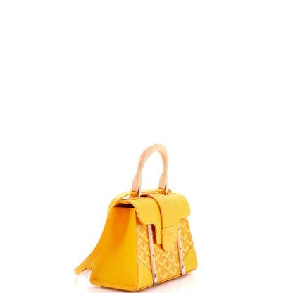 Structured Saigon Top Handle Bag Coated Canvas with Leather Mini