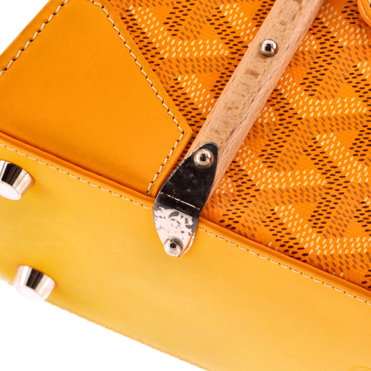 Structured Saigon Top Handle Bag Coated Canvas with Leather Mini
